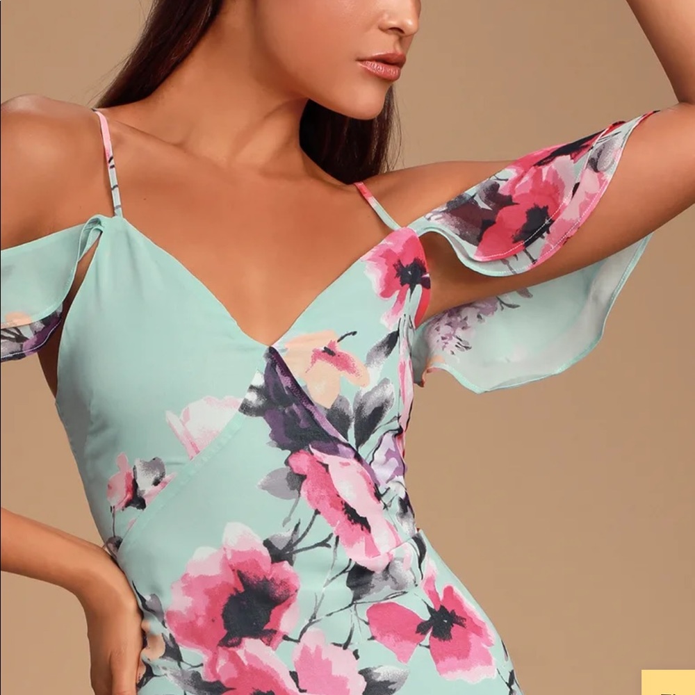 Lulus Bloom Blue Floral Print Dress
